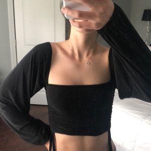 Mast Gal Black Ruched Crop Top